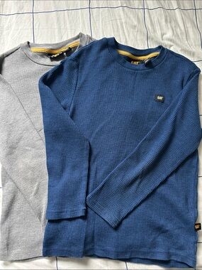 6-7 year old Kids Caterpillar Boys Blue and Gray Thermal Long Sleeve Tops